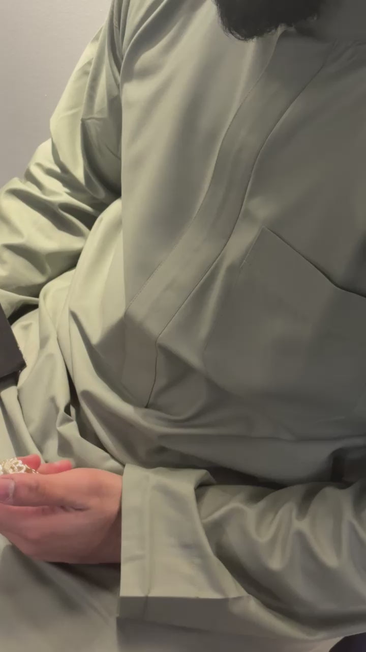 Olive green collared thobe